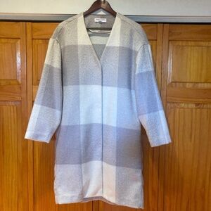 Adam Lippes for Target Plaid Long Women's Coat Grey and White Size X Small